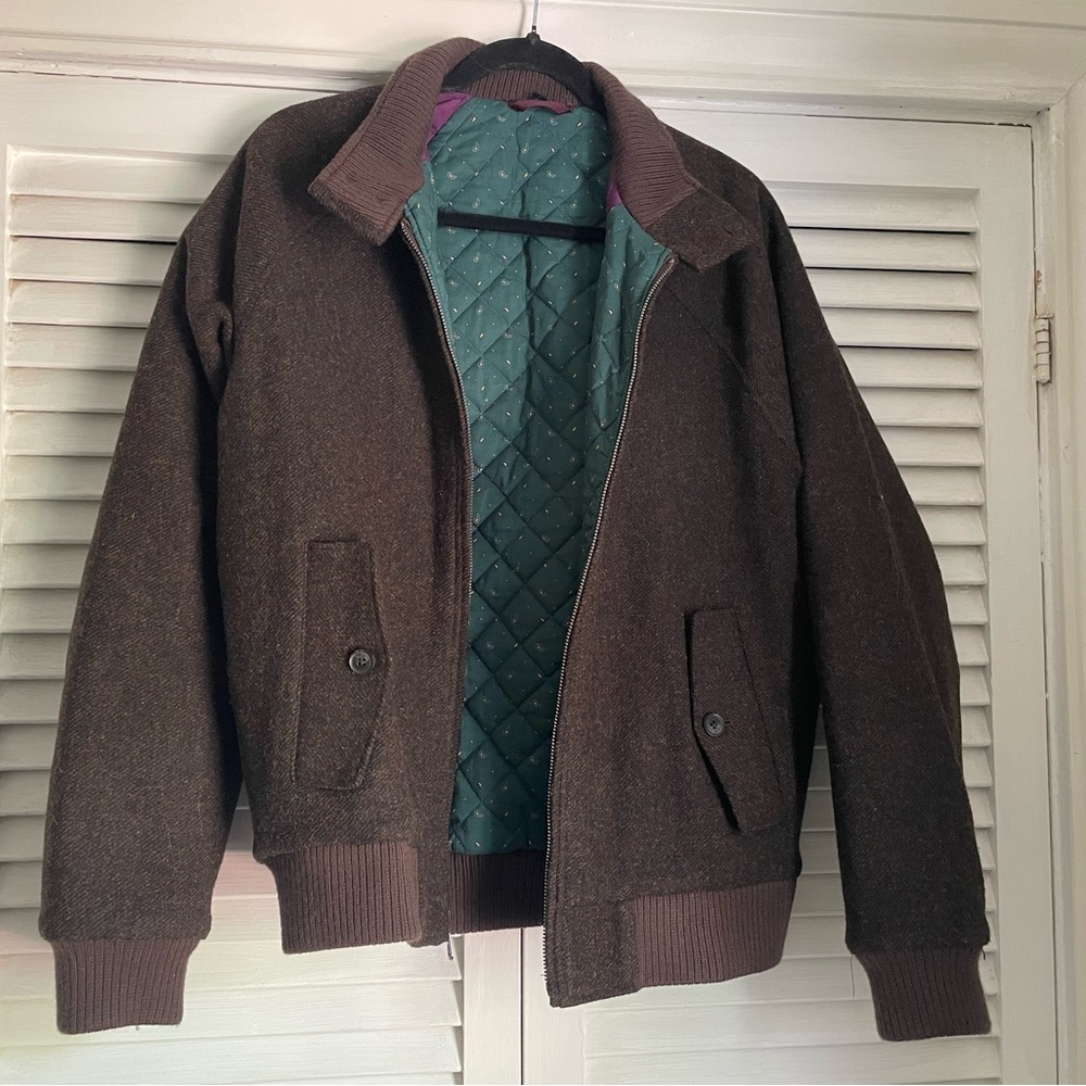 Brown Quilted Jacket with Green Lining